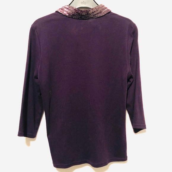 3/4 -Sleeve Sequin Collared Polo - Picture 2 of 8